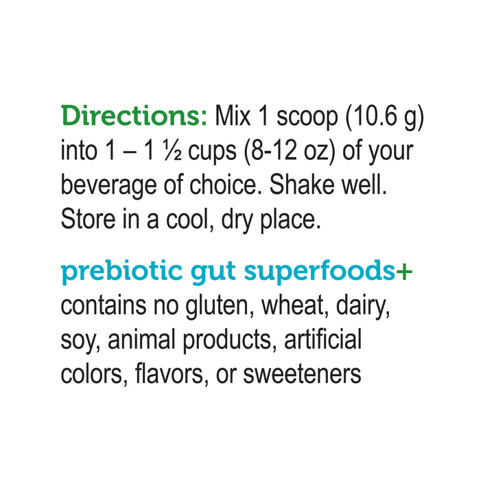 label Genuine Health fermented prebiotic superfoods+ summer berry pomegranate directions