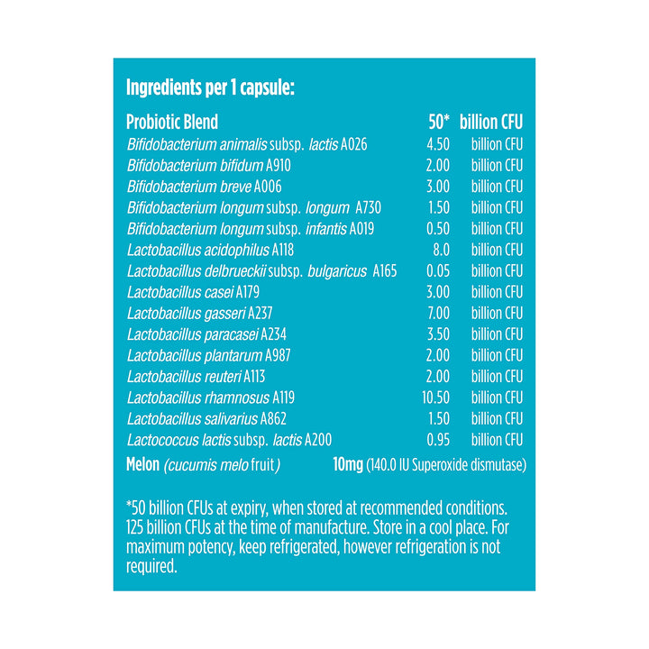 label Genuine Health's advanced gut health probiotic mood support nutrition panel