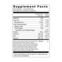 label Genuine Health's fermented organic vegan proteins unflavored nutrition panel