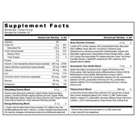label Genuine Health's greens superfood extra energy nutrition panel