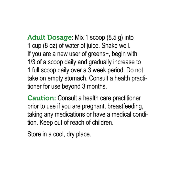 label label Genuine Health's greens superfood directions