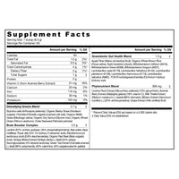 label label Genuine Health's greens superfood nutrition panel