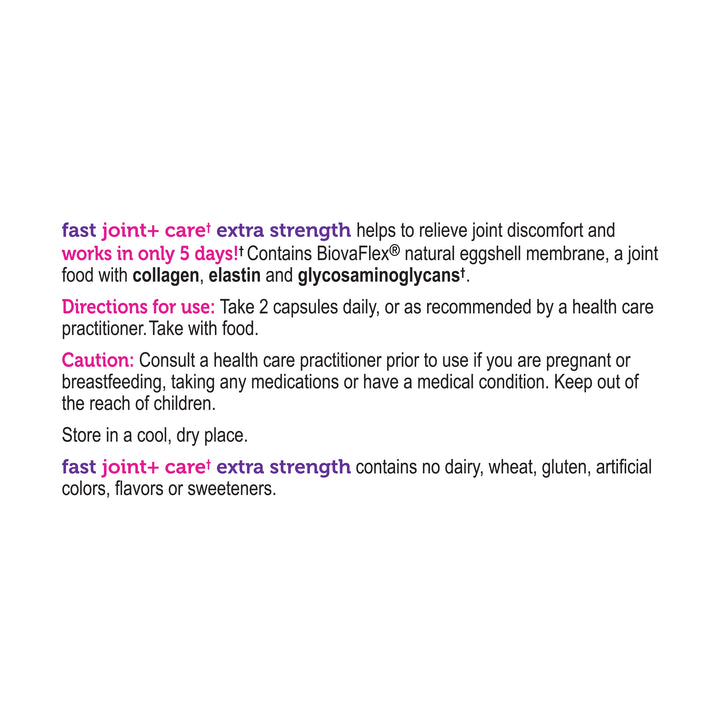 label Genuine Health's fast joint care extra strength directions