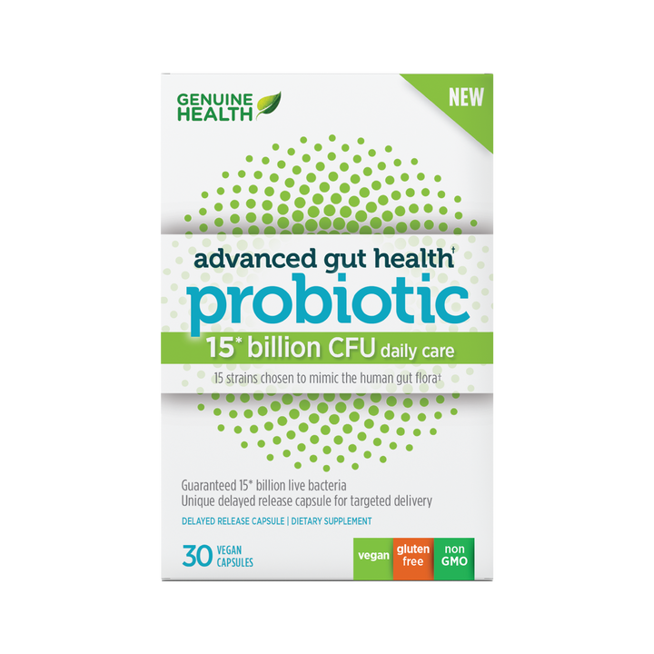 Genuine Health's advanced gut health probiotic 15 billion CFU front image