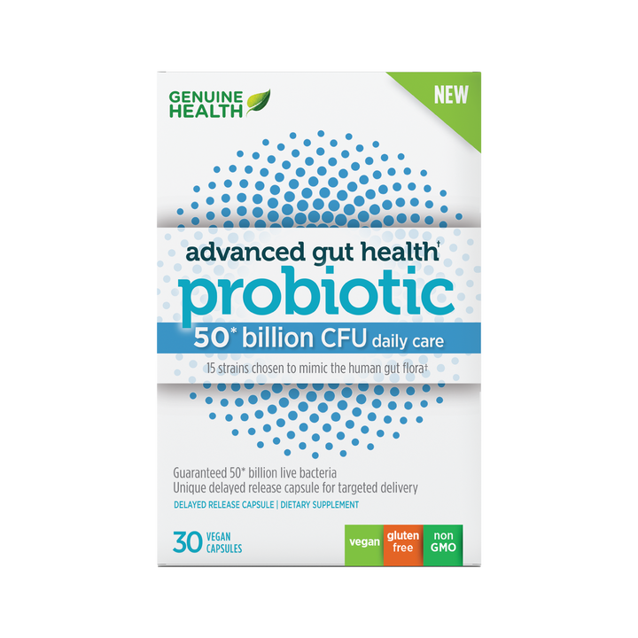 Genuine Health's advanced gut health probiotic 50 billion CFU front image