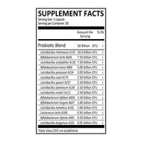 label Genuine Health's advanced gut health probiotic 50 billion CFU nutrition panel