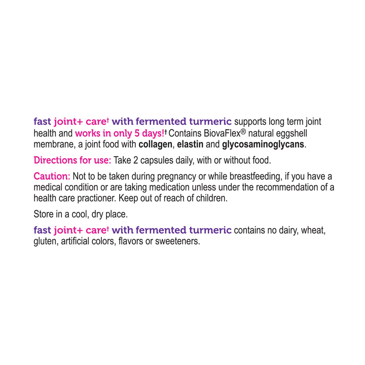 label Genuine Health's fast joint care with fermented turmeric directions