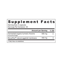 label Genuine Health's fast joint care with fermented turmeric nutrition panel
