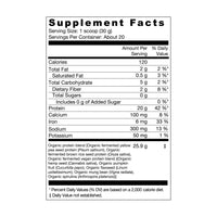 label Genuine Health's fermented organic vegan proteins vanilla flavor nutrition panel