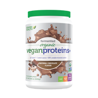 Genuine Health's fermented organic vegan proteins chocolate flavor front image