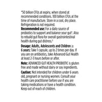 label Genuine Health's advanced gut health probiotic mood support directions