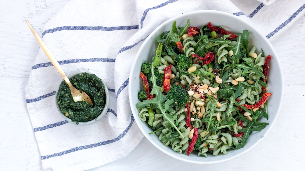 Glowing Greens Pesto Pasta Salad